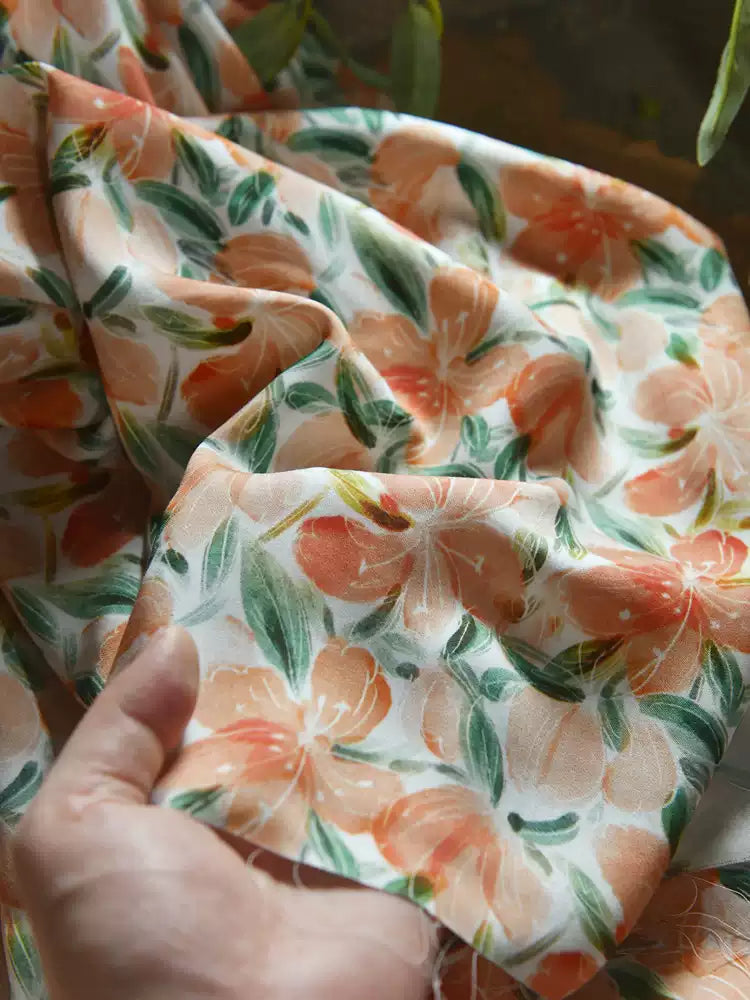 RYHUASHU - Hight 60 Count Rayon Satin Faux Silk Chinese Style Floral Cheongsam Dress Fabric - 145cm wide by the Yard