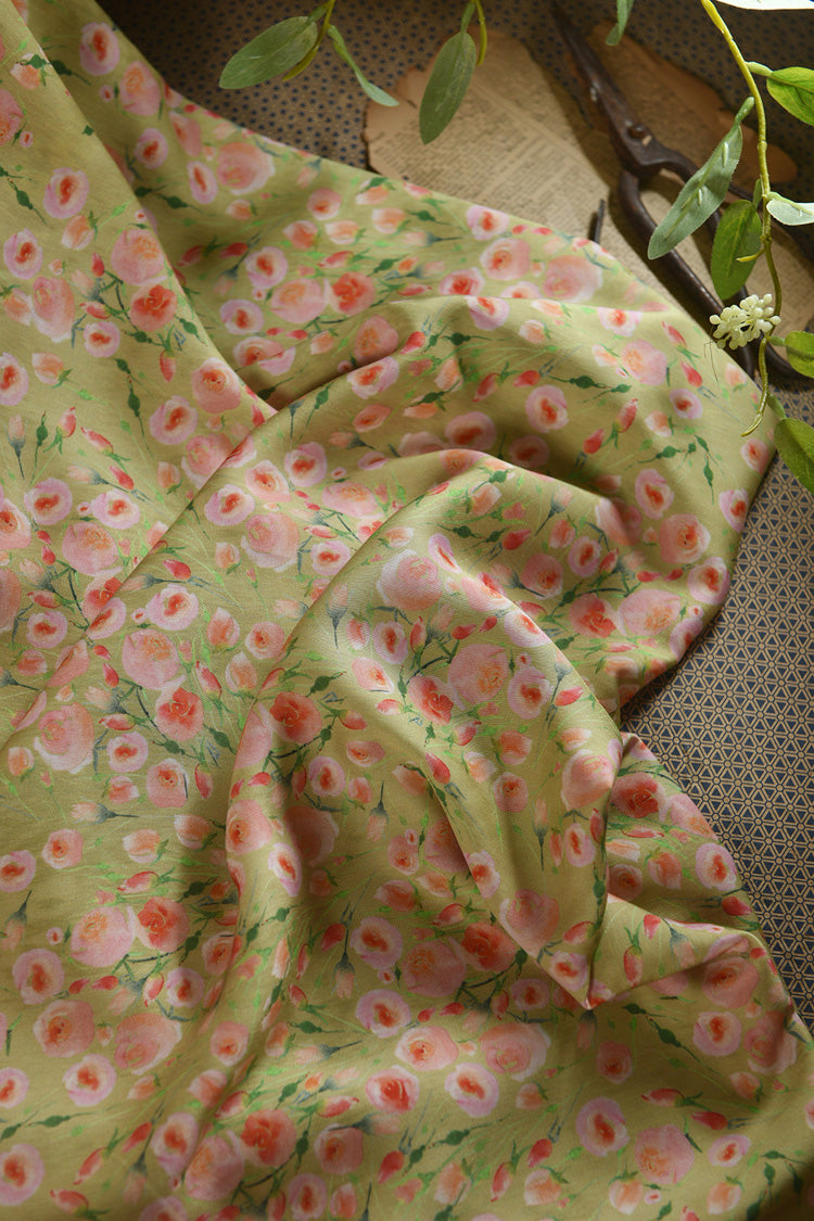 RYXIAFEI - Hight 60 Count Rayon Satin Faux Silk Chinese Style Floral Cheongsam Dress Fabric - 145cm wide by the Yard