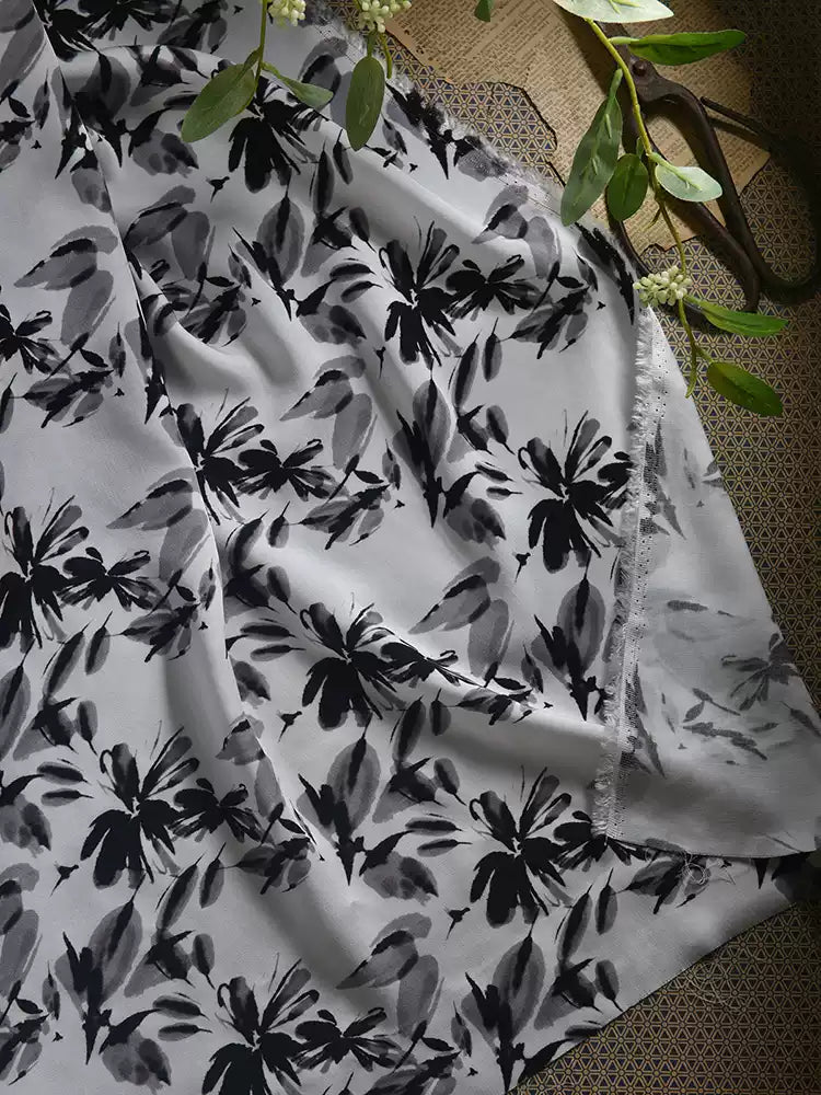 RYSUIMOO - Hight 60 Count Rayon Satin Faux Silk Chinese Style Floral Cheongsam Dress Fabric - 145cm wide by the Yard