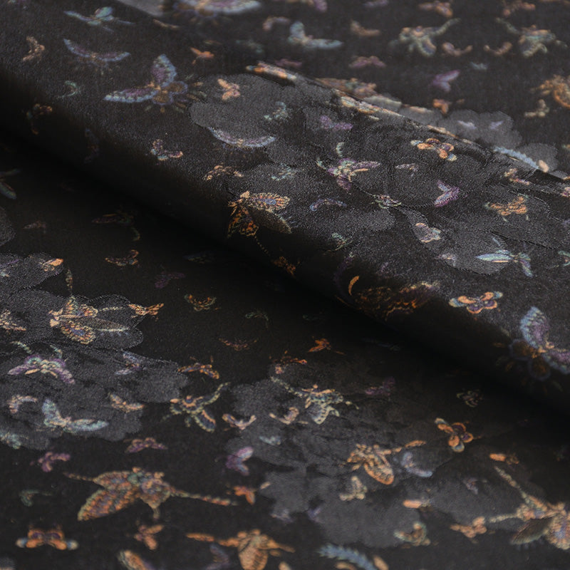 YPFWDH - Handmade 25 Momme HUALUO Jacquard Mud Silk Satin Fabric (Openwork texture) - 110cm by the Yard