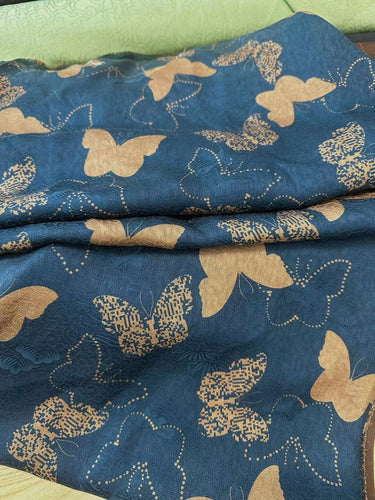 SXBAID - Handmade 25 Momme HUALUO Jacquard Hongyunsha Mud Silk Fabric (Openwork texture) - 114cm by the Yard