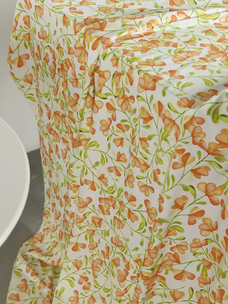 RYCUNCAI- Hight 60 Count Rayon Satin Faux Silk Chinese Style Floral Cheongsam Dress Fabric - 145cm wide by the Yard