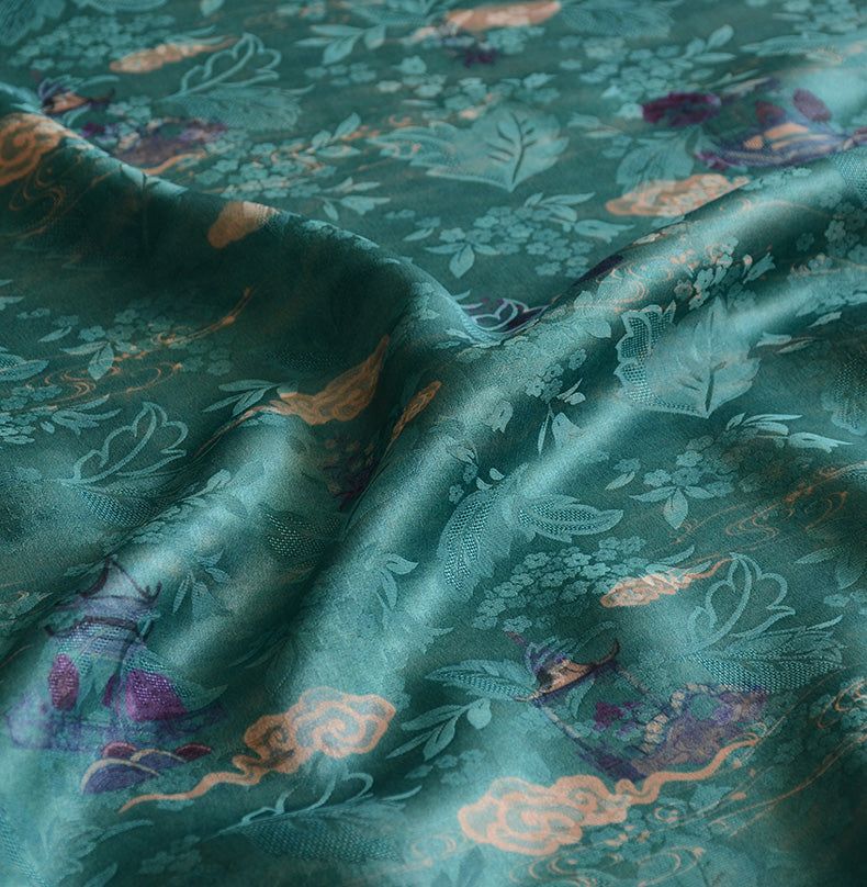 YPTTLG - Handmade 22 Momme HUALUO Jacquard Mud Silk Fabric (Openwork texture) - 110cm by the Yard