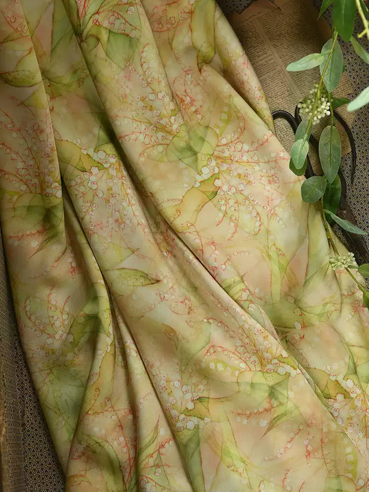 RYYUILIN - Hight 60 Count Rayon Satin Faux Silk Chinese Style Floral Cheongsam Dress Fabric - 145cm wide by the Yard