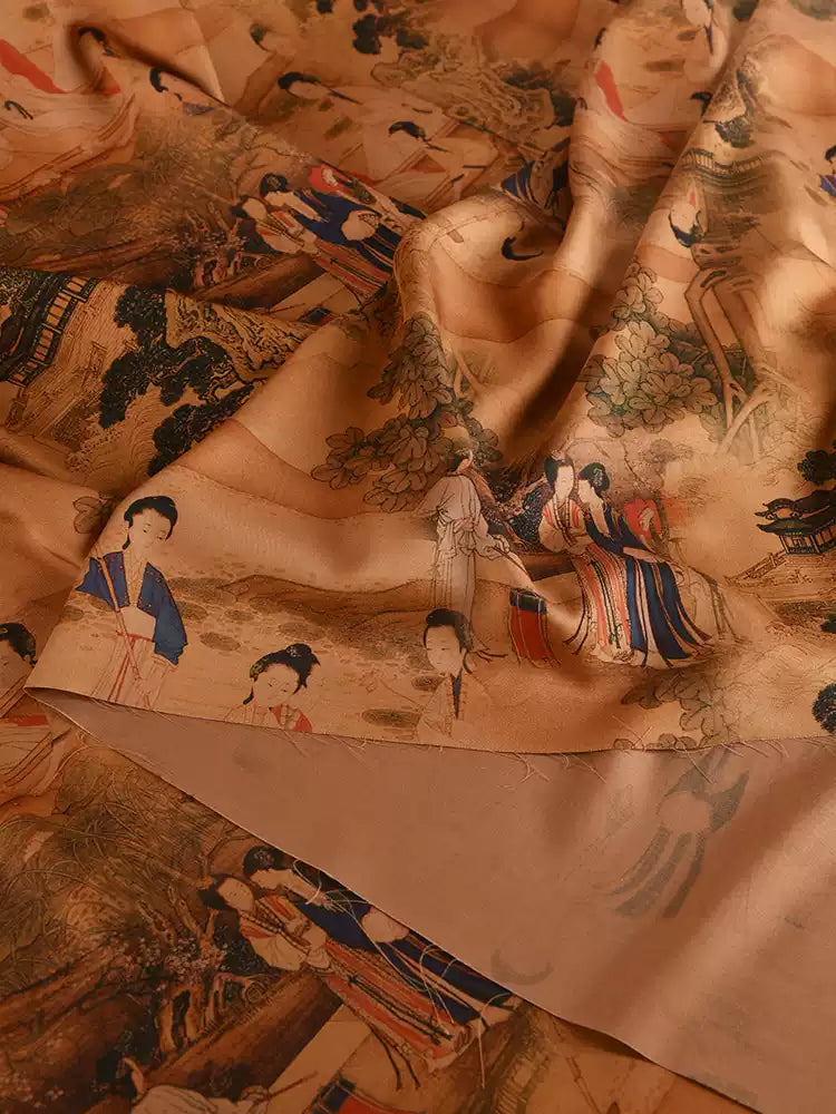 RYSILVTU - Hight 60 Count Rayon Satin Faux Silk Chinese Style Floral Cheongsam Dress Fabric - 145cm wide by the Yard