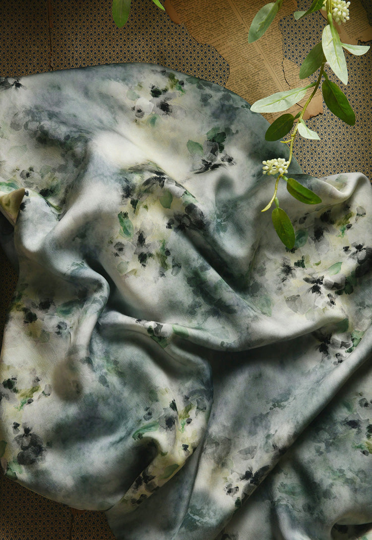 RYKONGYIN  - Hight 60 Count Rayon Satin Faux Silk Chinese Style Floral Cheongsam Dress Fabric - 145cm wide by the Yard