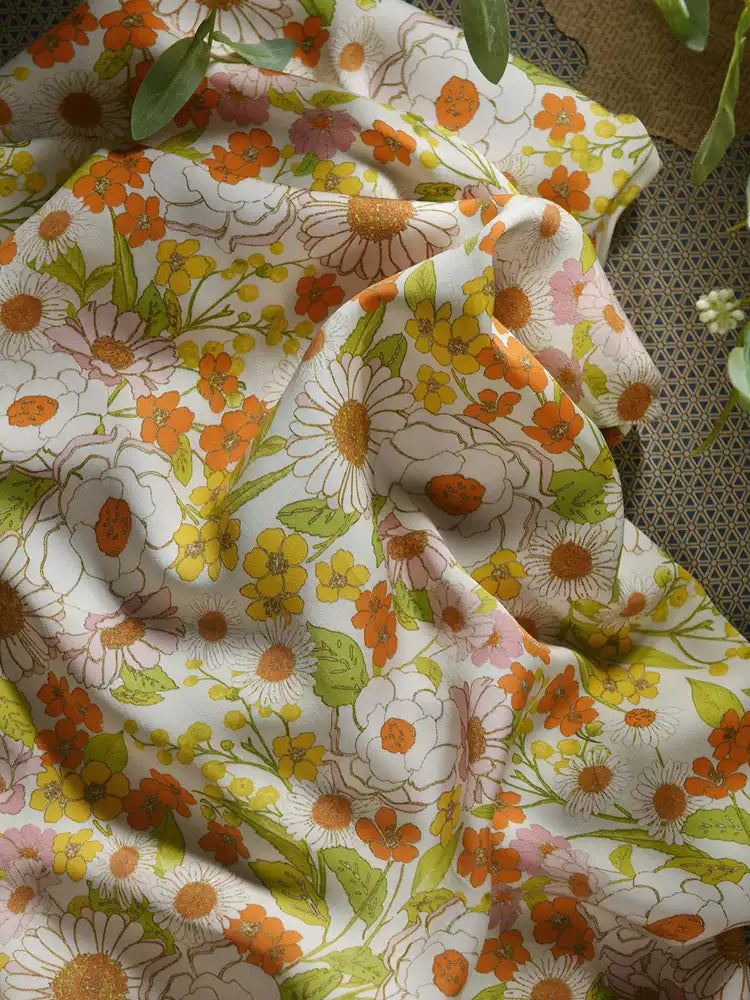 RYSHEMII - Hight 60 Count Rayon Satin Faux Silk Chinese Style Floral Cheongsam Dress Fabric - 145cm wide by the Yard