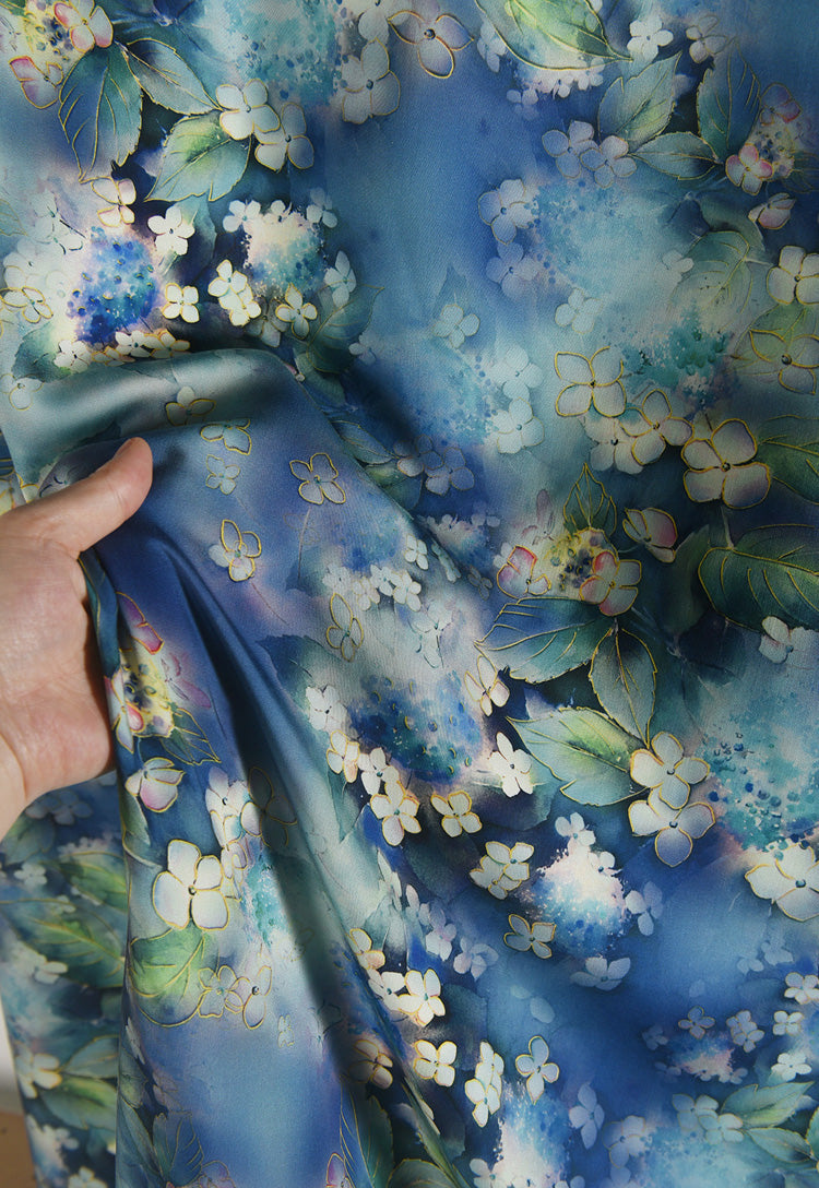 RYHUASEN- Hight 60 Count Rayon Satin Faux Silk Chinese Style Floral Cheongsam Dress Fabric - 145cm wide by the Yard