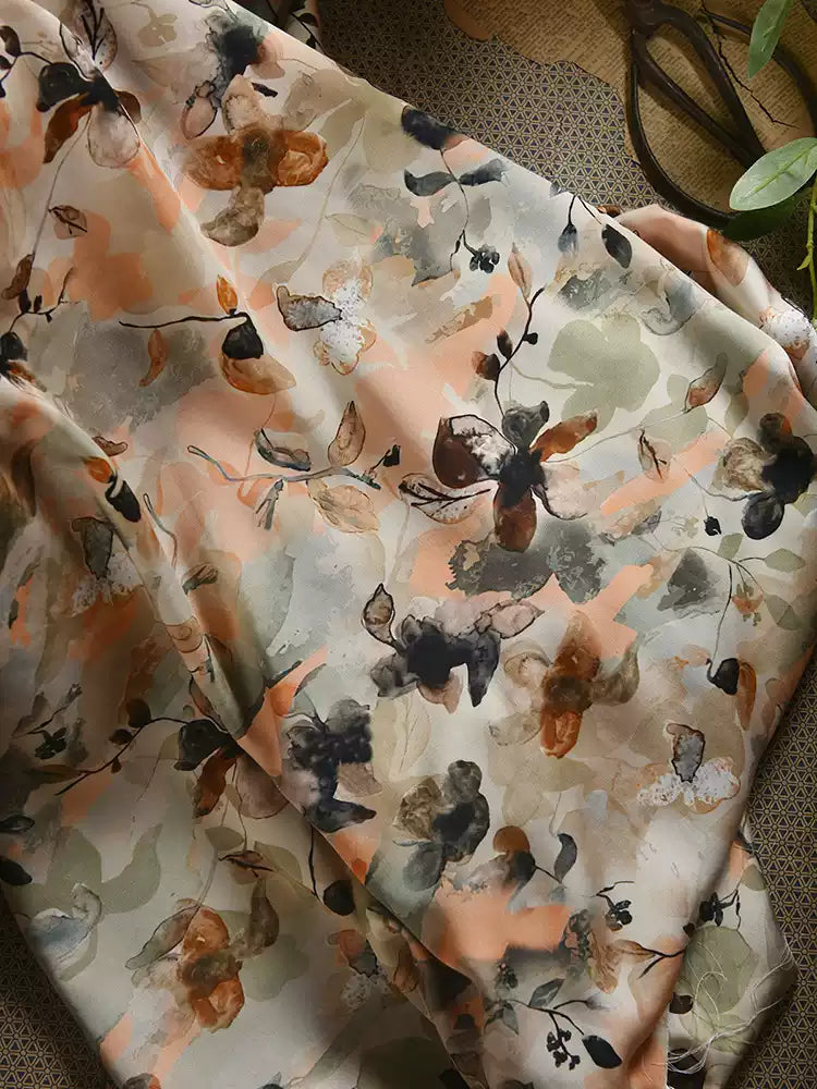 RYLINSEN- Hight 60 Count Rayon Satin Faux Silk Chinese Style Floral Cheongsam Dress Fabric - 145cm wide by the Yard