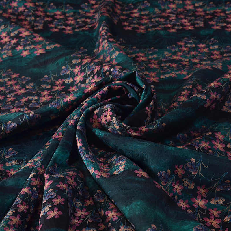 YPHDSH - Handmade 26 Momme HUALUO Jacquard Mud Silk Fabric (Openwork texture) - 114cm by the Yard