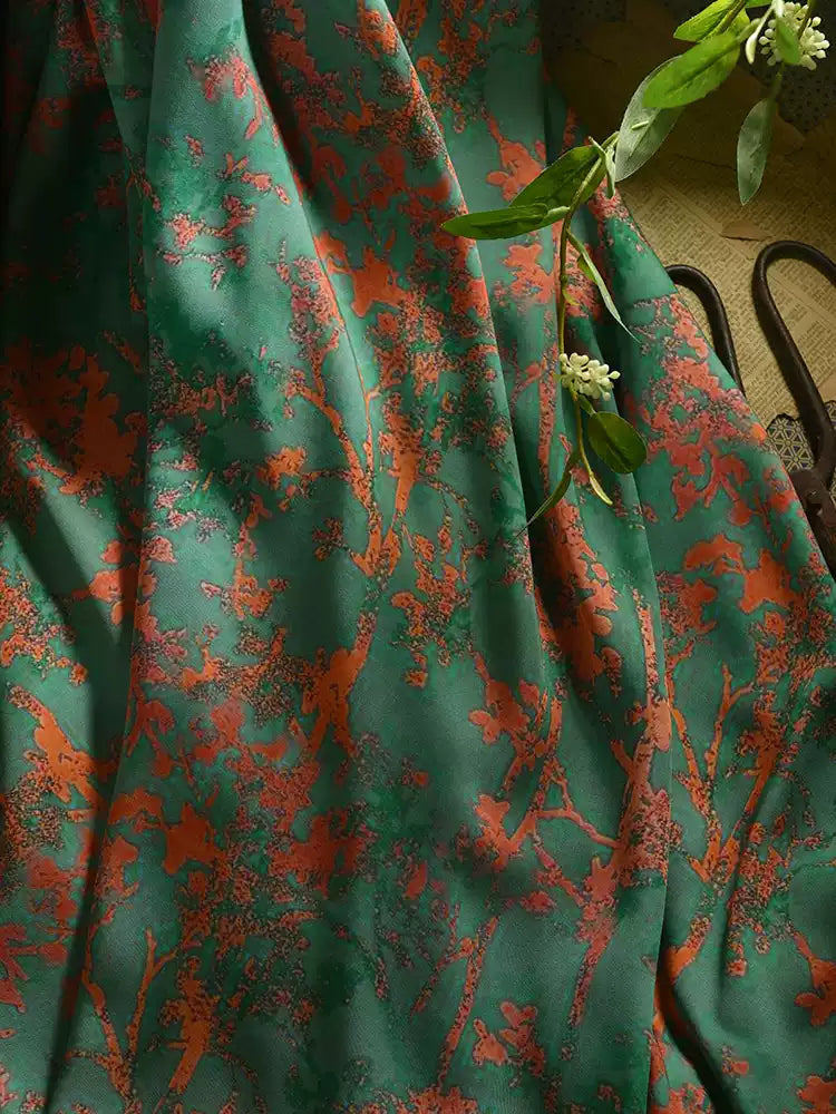 RYHONSAN - Hight 60 Count Rayon Satin Faux Silk Chinese Style Floral Cheongsam Dress Fabric - 145cm wide by the Yard