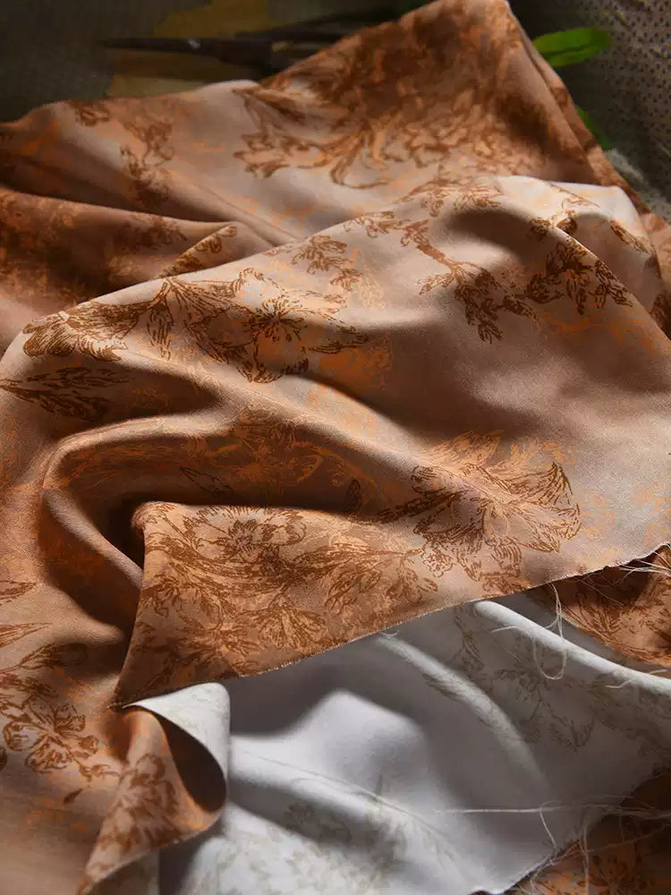 RYQIAHUA - Hight 60 Count Rayon Satin Faux Silk Chinese Style Floral Cheongsam Dress Fabric - 145cm wide by the Yard