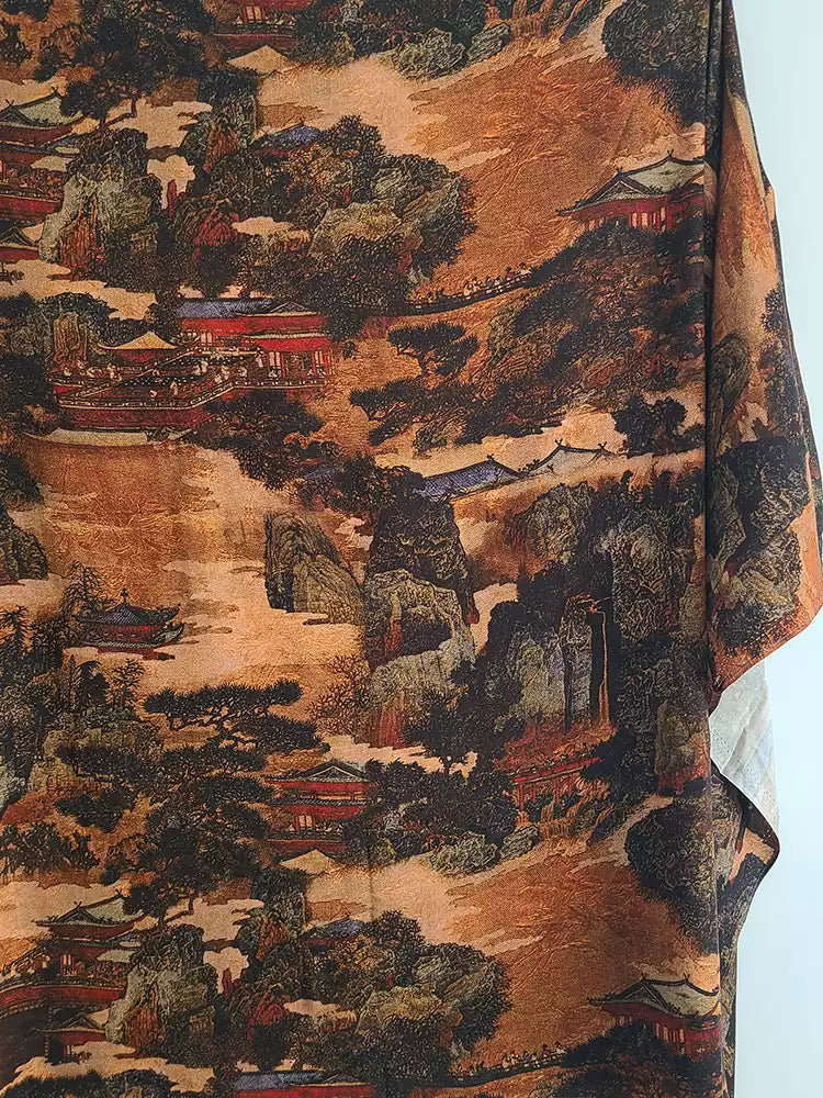 RYJIASAN - Hight 60 Count Rayon Satin Faux Silk Chinese Style Floral Cheongsam Dress Fabric - 145cm wide by the Yard