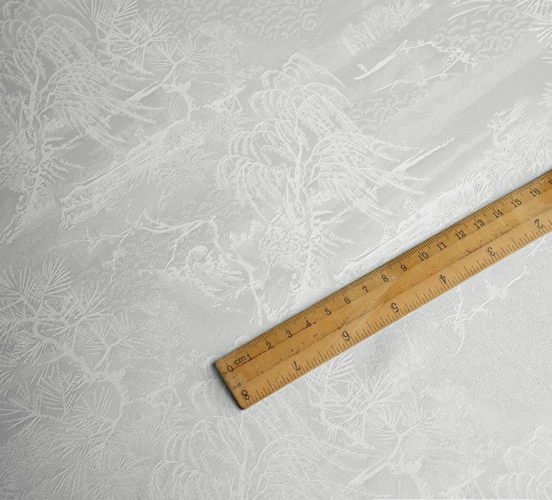 BUSSANS - Three Colours and Small Tree Jacquard Satin Polyester Fabric - 152cm by the yard