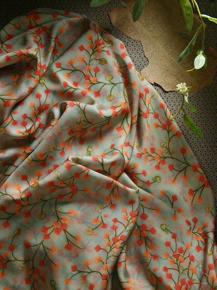 RYJIEYUI - Hight 60 Count Rayon Satin Faux Silk Chinese Style Floral Cheongsam Dress Fabric - 145cm wide by the Yard