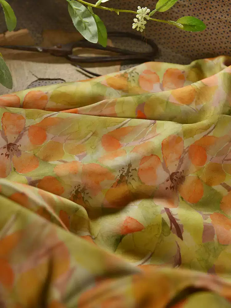 RYQIANCA- Hight 60 Count Rayon Satin Faux Silk Chinese Style Floral Cheongsam Dress Fabric - 145cm wide by the Yard