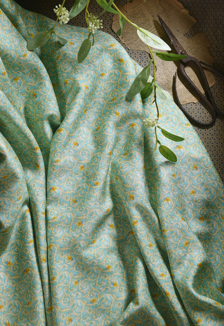 RYLIUYIN - Hight 60 Count Rayon Satin Faux Silk Chinese Style Floral Cheongsam Dress Fabric - 145cm wide by the Yard