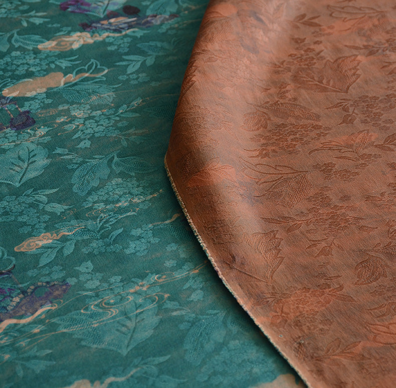 YPTTLG - Handmade 22 Momme HUALUO Jacquard Mud Silk Fabric (Openwork texture) - 110cm by the Yard