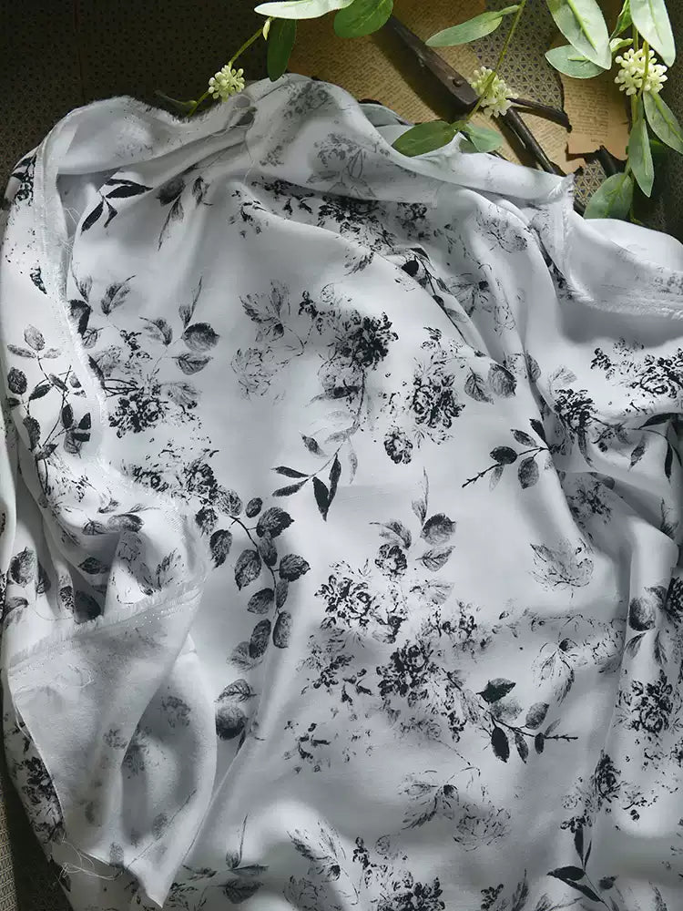 RYBAIMOO - Hight 60 Count Rayon Satin Faux Silk Chinese Style Floral Cheongsam Dress Fabric - 145cm wide by the Yard