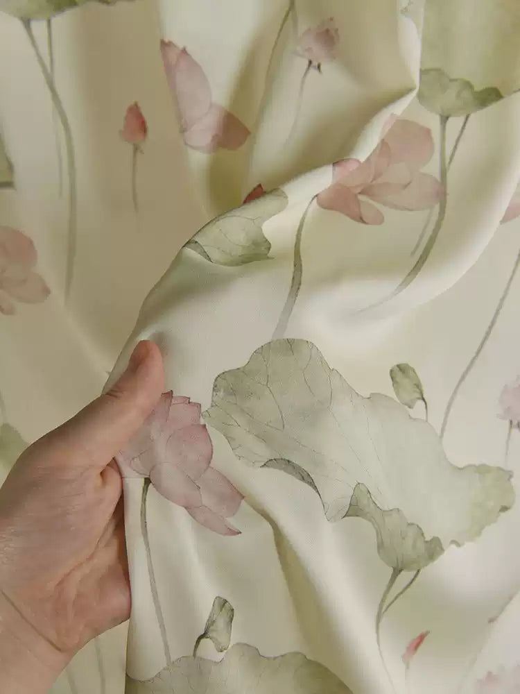 RYHEEYIU  - Hight 60 Count Rayon Satin Faux Silk Chinese Style Floral Cheongsam Dress Fabric - 145cm wide by the Yard