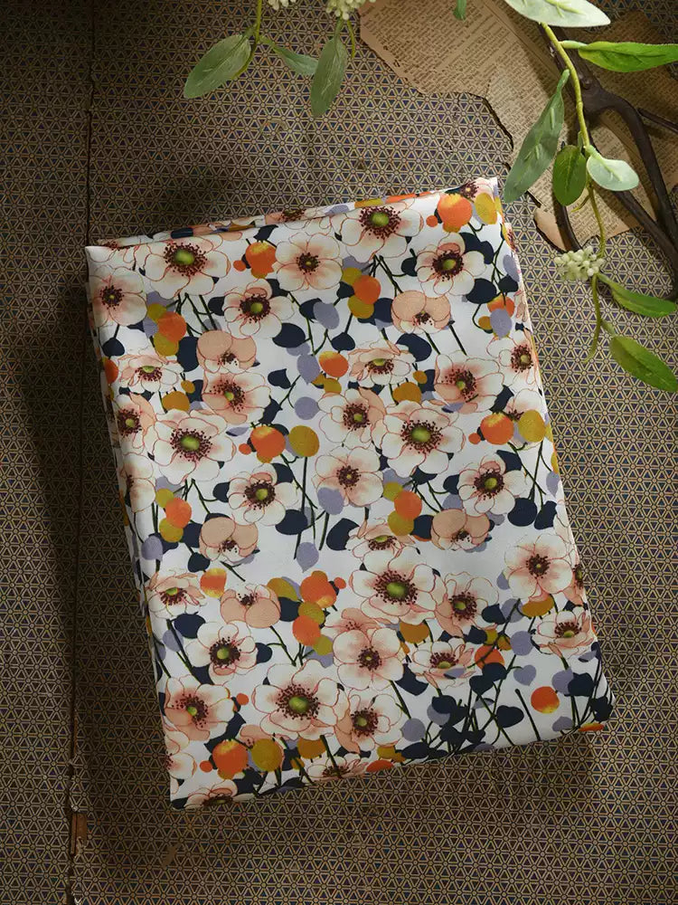 RYYANRAN - Hight 60 Count Rayon Satin Faux Silk Chinese Style Floral Cheongsam Dress Fabric - 145cm wide by the Yard