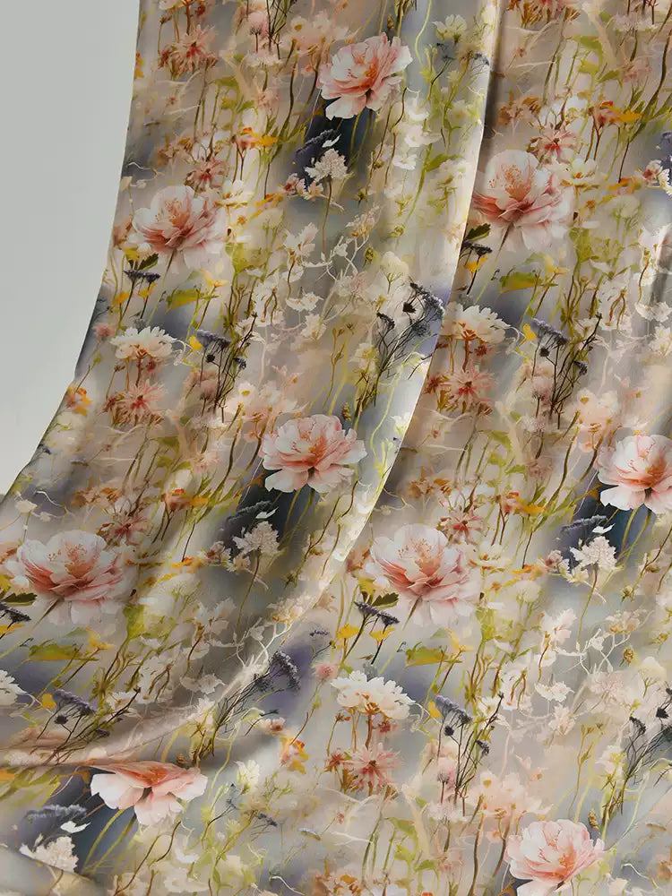 RYFENGHU - Hight 60 Count Rayon Satin Faux Silk Chinese Style Floral Cheongsam Dress Fabric - 145cm wide by the Yard