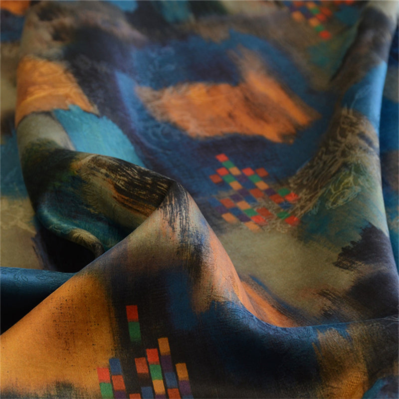 YPDYLX - Handmade 26 Momme HUALUO Jacquard Mud Silk Fabric (Openwork texture) - 138cm by the Yard