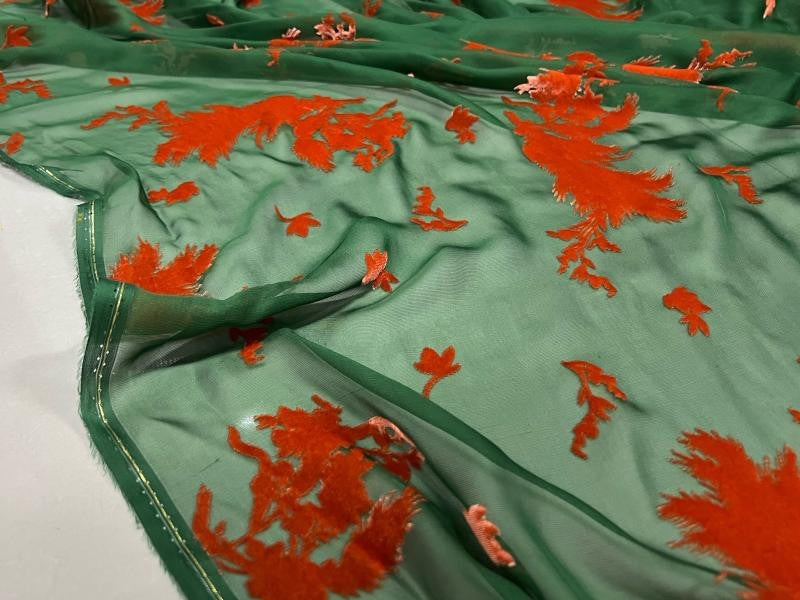 GAOMIL - Semi-sheer with a Draping Effect Sheer Burnout Silk Velvet Satin Fabric - 140cm wide by the Yard