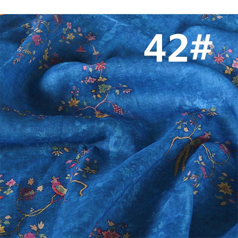 LRFGHB - Retro Style Floral Printed 42 Thread Count Ramie Fabric - 140cm wide by the Yard