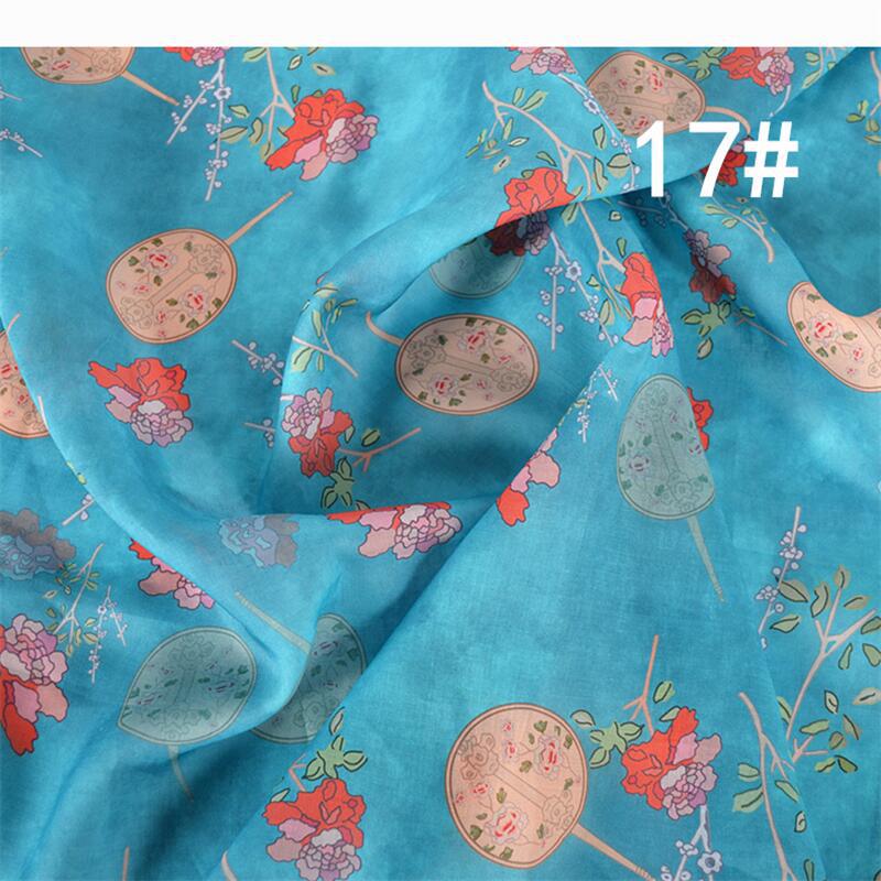 LRYUPS - Vintage Style Cattail Leaf Fan Floral Printed  42 Thread Count Ramie Fabric - 140cm wide by the Yard