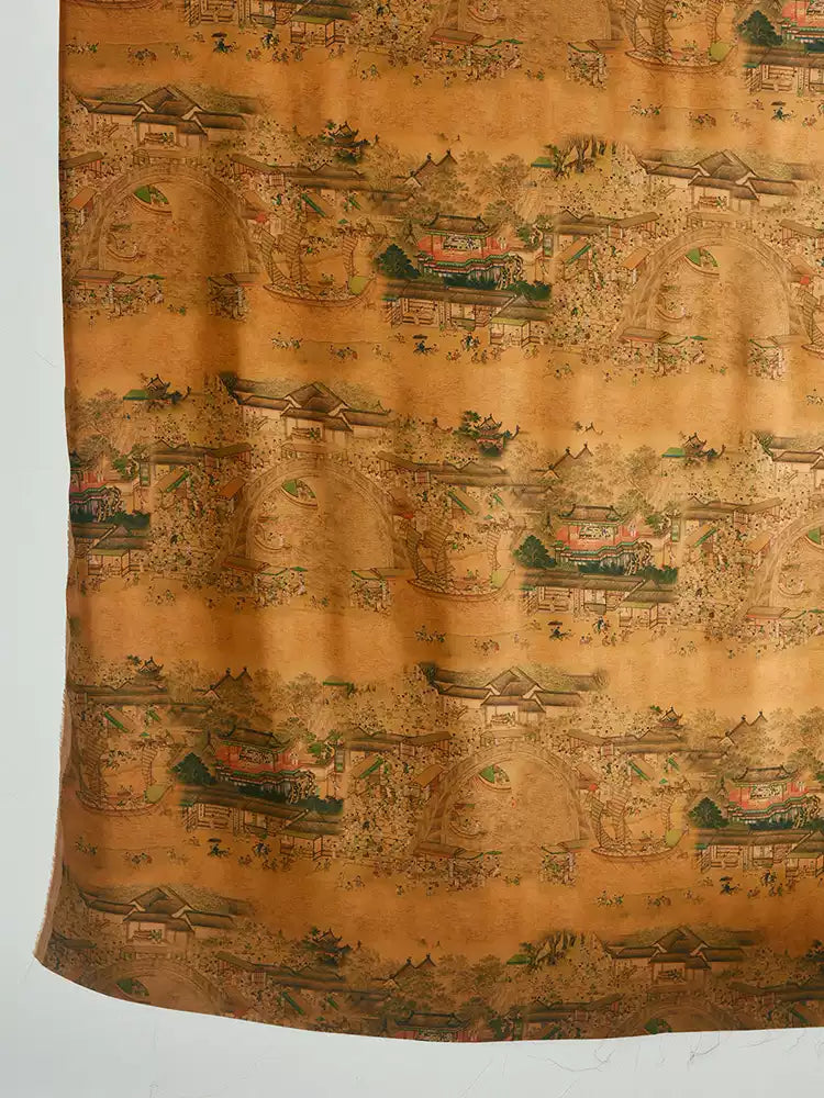 RYHETUNG - Hight 60 Count Rayon Satin Faux Silk Chinese Style Floral Cheongsam Dress Fabric - 145cm wide by the Yard