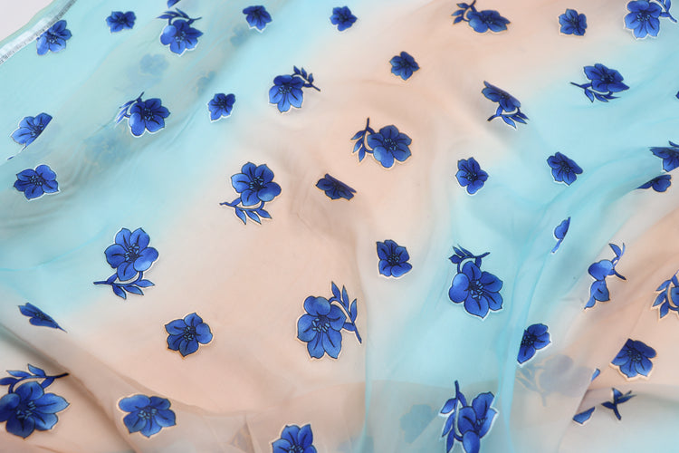 JFHJIB - 8 Momme Gradient Style Sheer Burnout Silk Devore Satin Fabric - 120cm wide by the Yard