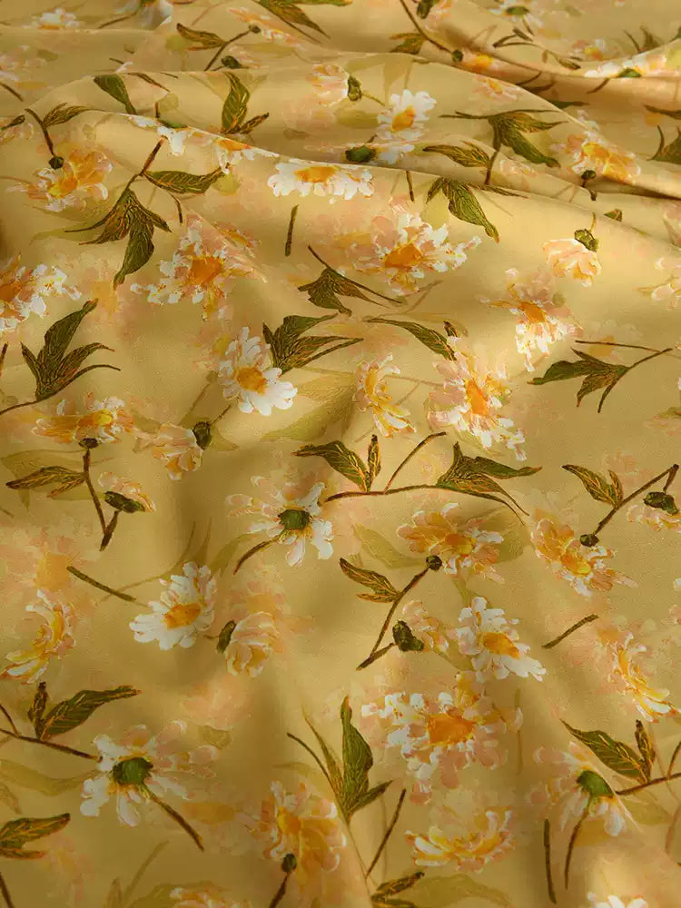 RYQIUWAN - Hight 60 Count Rayon Satin Faux Silk Chinese Style Floral Cheongsam Dress Fabric - 145cm wide by the Yard