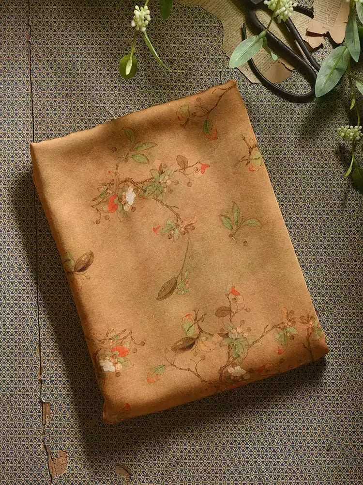 RYMUXIXI - Hight 60 Count Rayon Satin Faux Silk Chinese Style Floral Cheongsam Dress Fabric - 145cm wide by the Yard