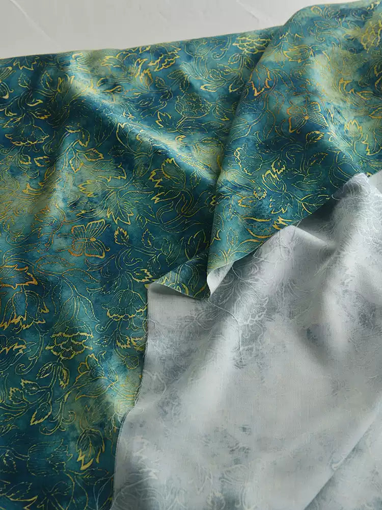 RYYOULAN - Hight 60 Count Rayon Satin Faux Silk Chinese Style Floral Cheongsam Dress Fabric - 145cm wide by the Yard