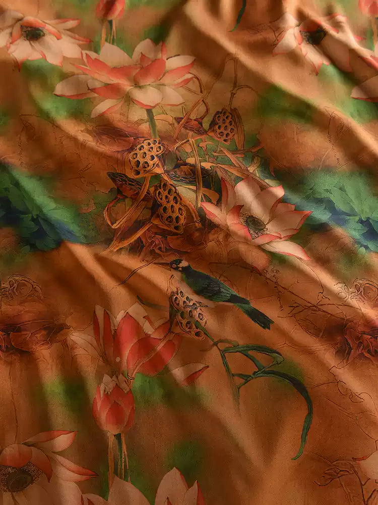 RYXIAHEE- Hight 60 Count Rayon Satin Faux Silk Chinese Style Floral Cheongsam Dress Fabric - 145cm wide by the Yard