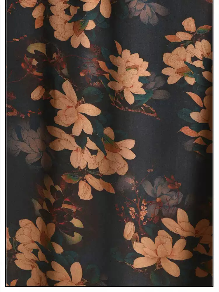 RYYELIAN - Hight 60 Count Rayon Satin Faux Silk Chinese Style Floral Cheongsam Dress Fabric - 145cm wide by the Yard