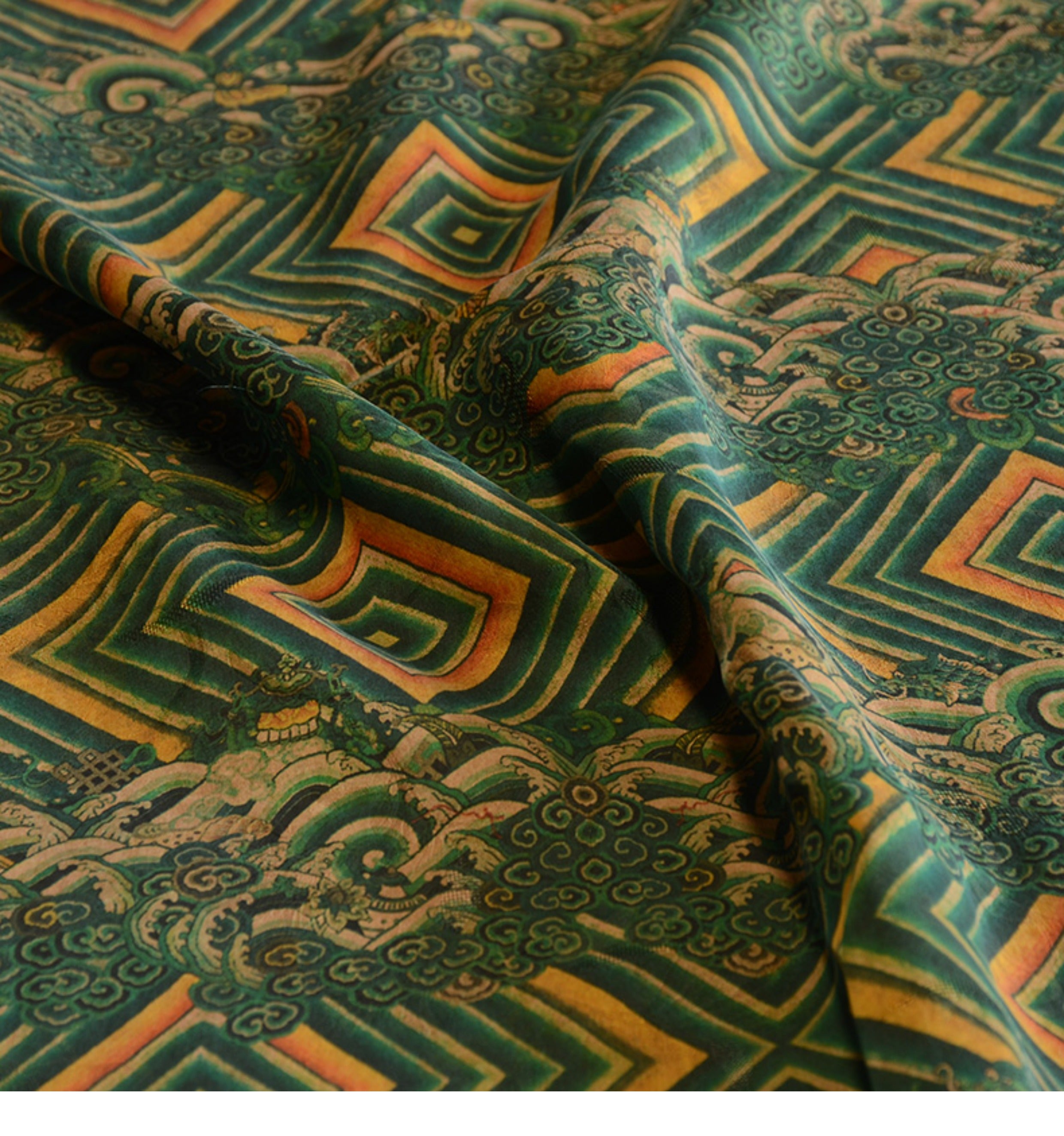 YPXYFK - Handmade 26 Momme HUALUO Jacquard Mud Silk Fabric (Openwork texture) - 110cm by the Yard