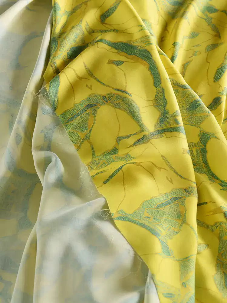 RYJIARII- Hight 60 Count Rayon Satin Faux Silk Chinese Style Floral Cheongsam Dress Fabric - 145cm wide by the Yard