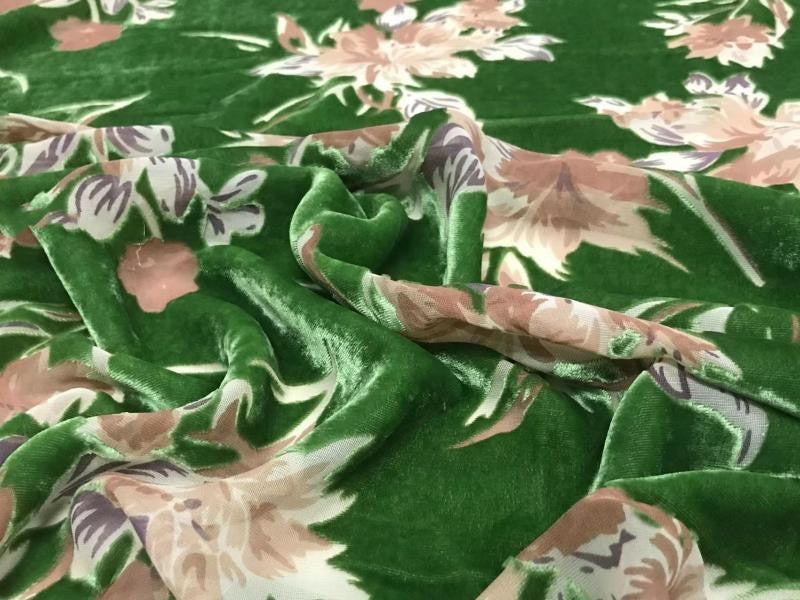 HEHUAN - Semi-sheer with a Draping Effect Sheer Burnout Silk Velvet Satin Fabric - 114cm wide by the Yard