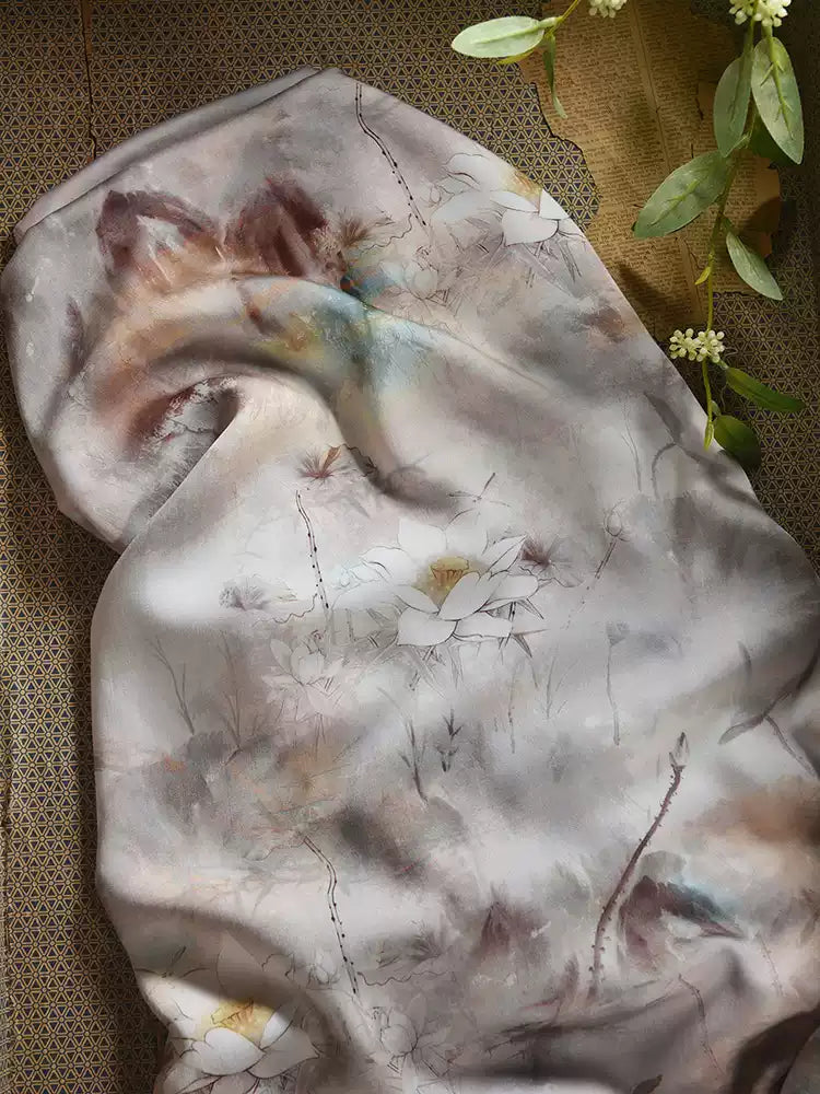 RYHETANG - Hight 60 Count Rayon Satin Faux Silk Chinese Style Floral Cheongsam Dress Fabric - 145cm wide by the Yard