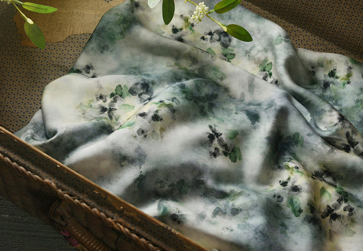 RYKONGYIN  - Hight 60 Count Rayon Satin Faux Silk Chinese Style Floral Cheongsam Dress Fabric - 145cm wide by the Yard