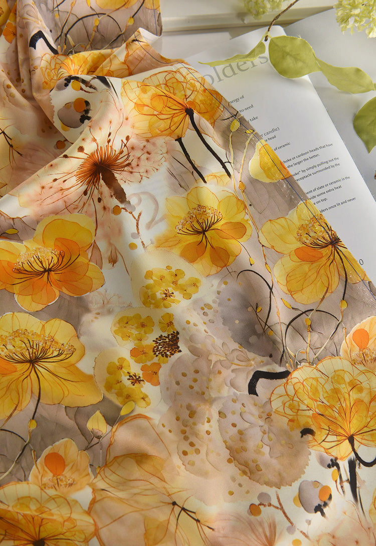 RYFENLIN - Hight 60 Count Rayon Satin Faux Silk Chinese Style Floral Cheongsam Dress Fabric - 145cm wide by the Yard