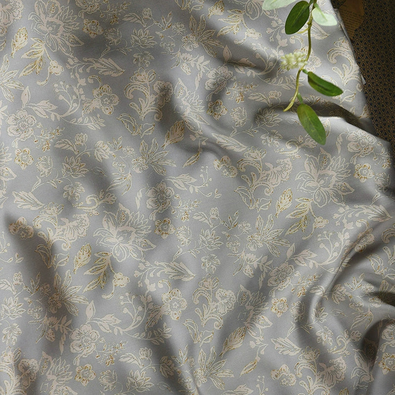 RYSUXIAN - Hight 60 Count Rayon Satin Faux Silk Chinese Style Floral Cheongsam Dress Fabric - 145cm wide by the Yard