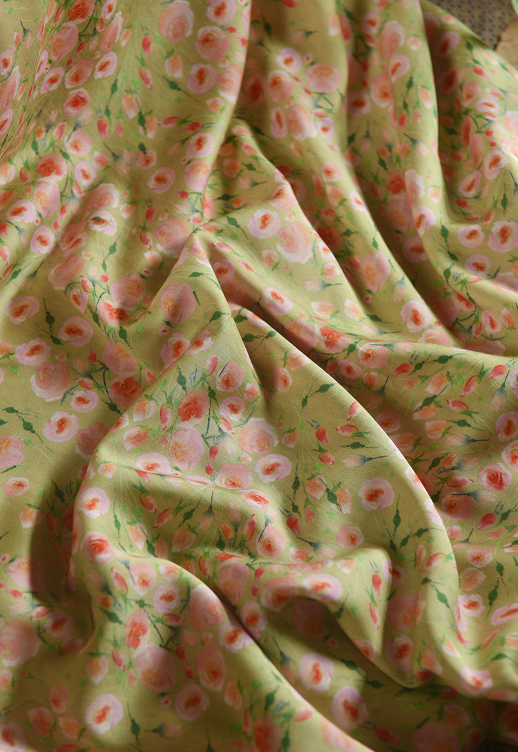 RYXIAFEI - Hight 60 Count Rayon Satin Faux Silk Chinese Style Floral Cheongsam Dress Fabric - 145cm wide by the Yard