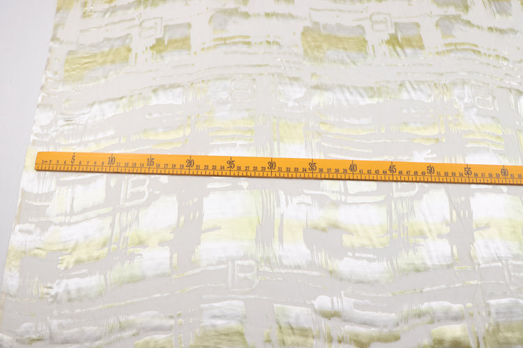 JFHJSF - 16 Momme Metallic Irregular Square Letters Pattern Sheer Burnout Silk Devore Satin Fabric - 114cm wide by the Yard