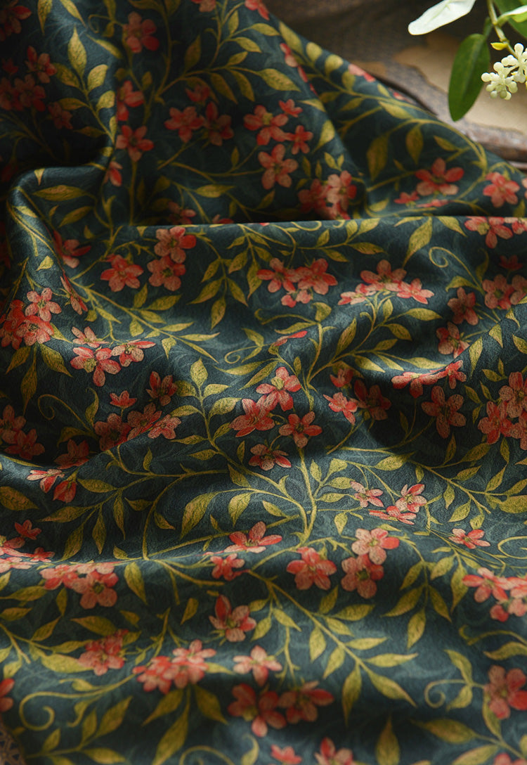 RYHONXIU - Hight 60 Count Rayon Satin Faux Silk Chinese Style Floral Cheongsam Dress Fabric - 145cm wide by the Yard