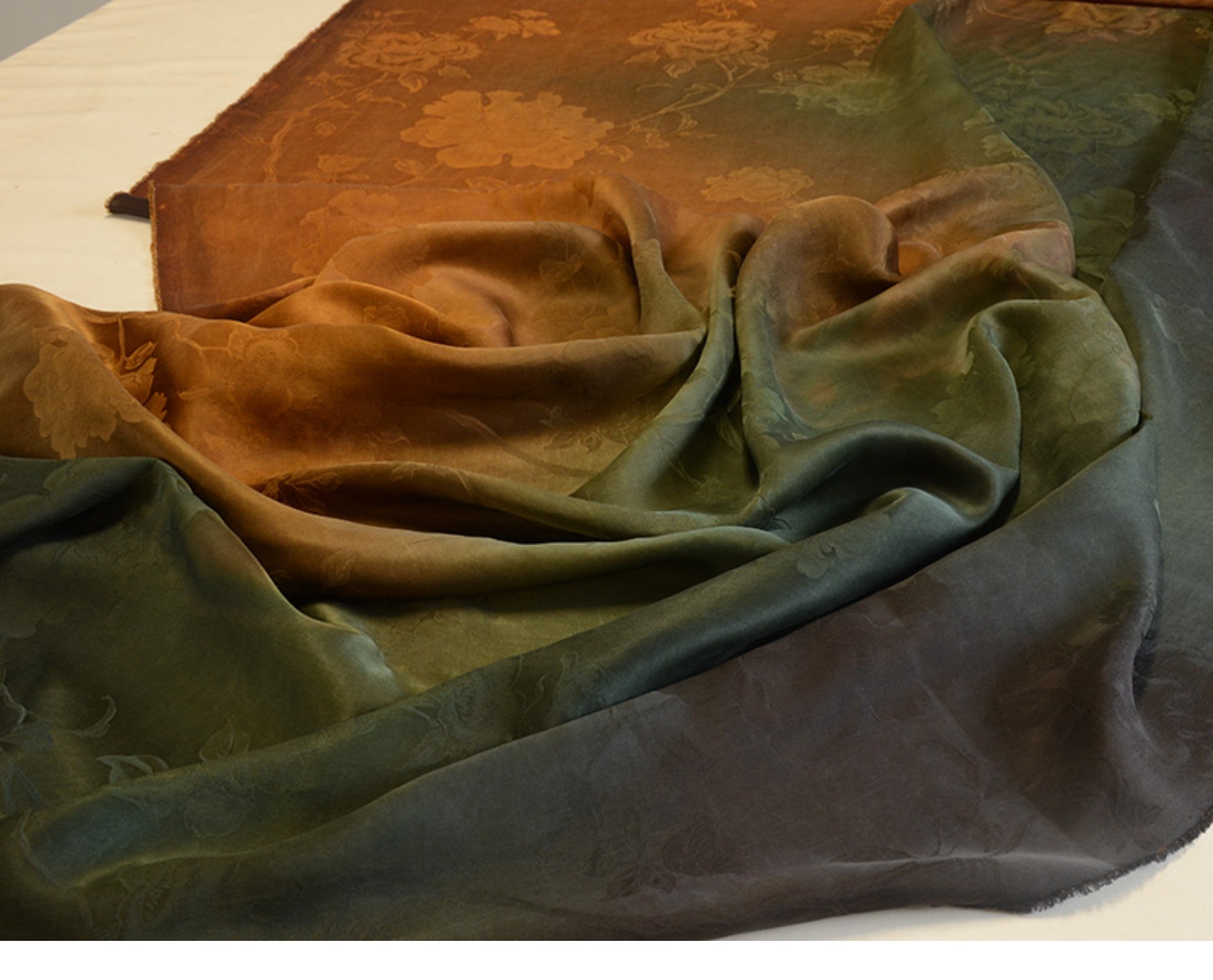 YPJBHL - Handmade 26 Momme HUALUO Jacquard Mud Silk Fabric (Openwork texture) - 138cm by the Yard