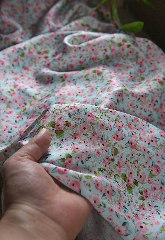 RYXUEGUO - Hight 60 Count Rayon Satin Faux Silk Chinese Style Floral Cheongsam Dress Fabric - 145cm wide by the Yard