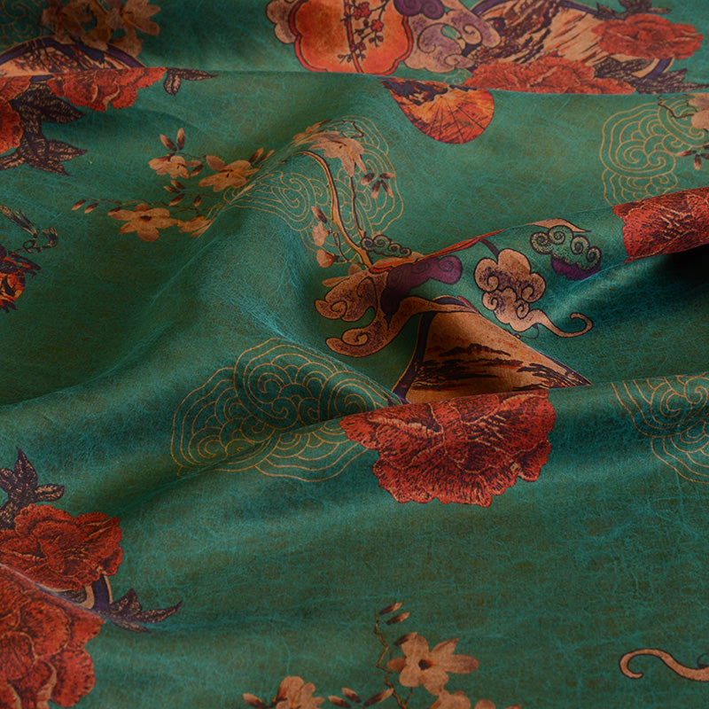 YPYJMD - Handmade 23 Momme HUALUO Jacquard Mud Silk Satin Fabric (Openwork texture) - 110cm by the Yard
